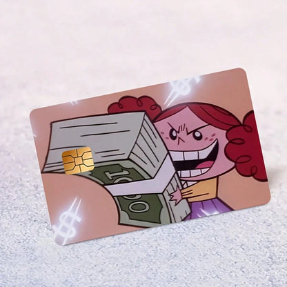 Redhead Girl Funny Waterproof Sticker, Credit Card Skin Cover Waterproof Sticker, Ultra-Thin, High-Quality, Scratch-Resistant, Suitable For Credit Cards, Bank Cards, Bus Cards, Removable Self-Adhesive