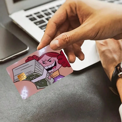 Redhead Girl Funny Waterproof Sticker, Credit Card Skin Cover Waterproof Sticker, Ultra-Thin, High-Quality, Scratch-Resistant, Suitable For Credit Cards, Bank Cards, Bus Cards, Removable Self-Adhesive