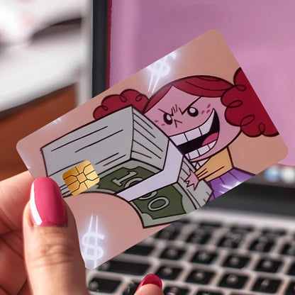 Redhead Girl Funny Waterproof Sticker, Credit Card Skin Cover Waterproof Sticker, Ultra-Thin, High-Quality, Scratch-Resistant, Suitable For Credit Cards, Bank Cards, Bus Cards, Removable Self-Adhesive