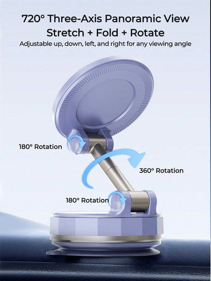 REMAX 720° 3‑Axis Car Magnetic Mount, N52 Powerful Magnetic Suction, Zinc Alloy Arm, Vacuum Suction Cup, Universal For All Phones, Car Accessories, Car Stuff, Car Essentials