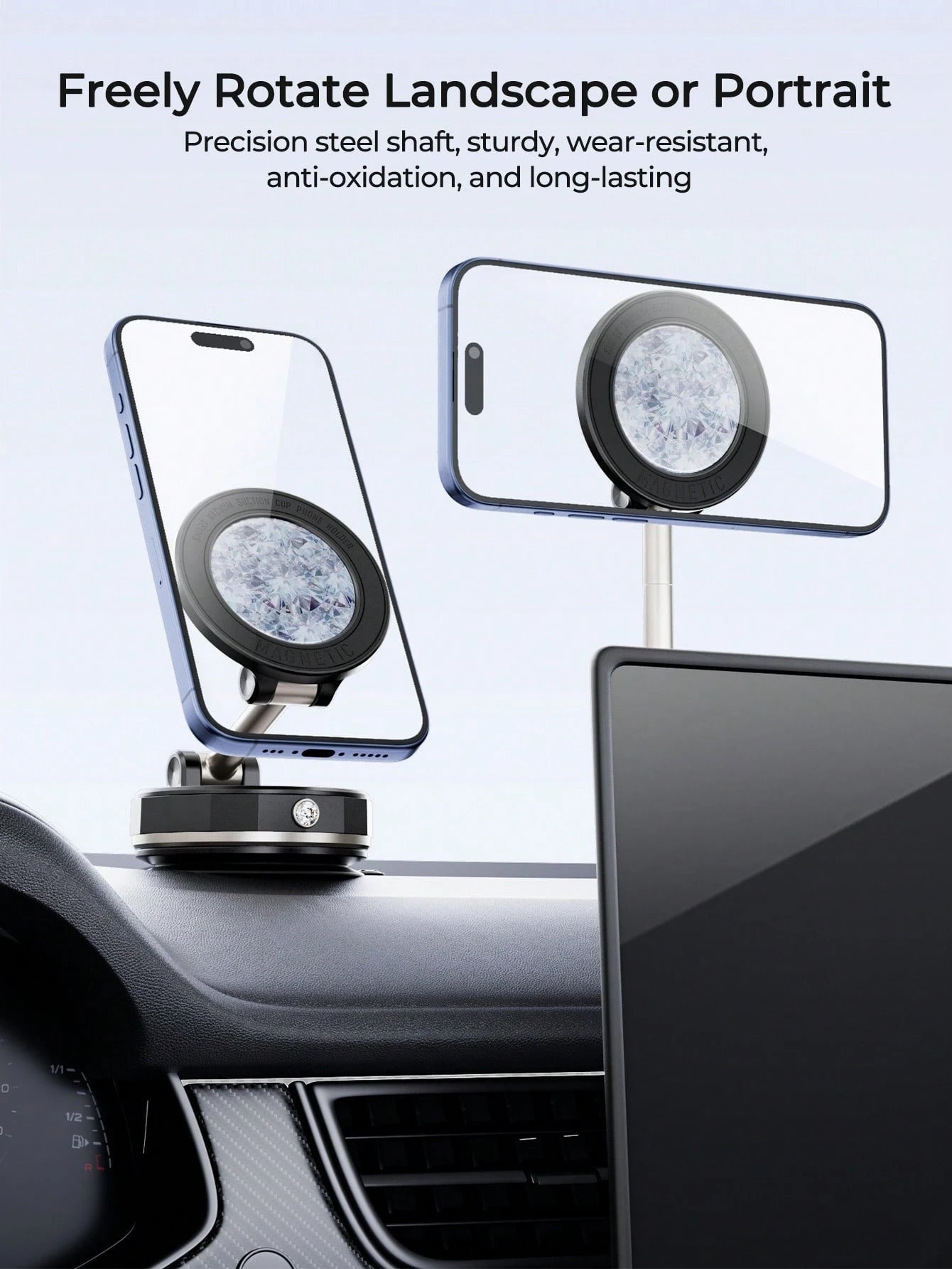 REMAX 720° 3‑Axis Car Magnetic Mount, N52 Powerful Magnetic Suction, Zinc Alloy Arm, Vacuum Suction Cup, Universal For All Phones, Car Accessories, Car Stuff, Car Essentials