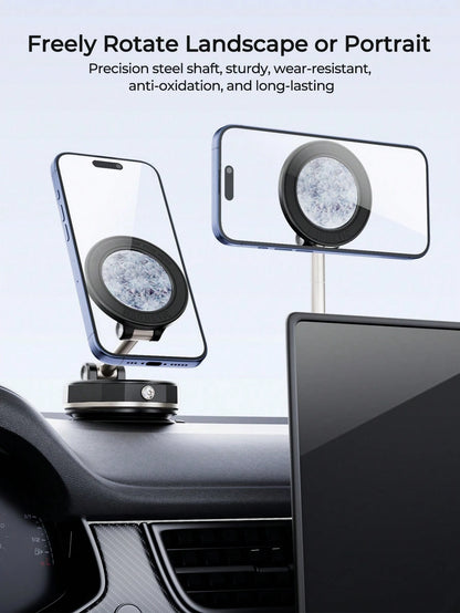REMAX 720° 3‑Axis Car Magnetic Mount, N52 Powerful Magnetic Suction, Zinc Alloy Arm, Vacuum Suction Cup, Universal For All Phones, Car Accessories, Car Stuff, Car Essentials