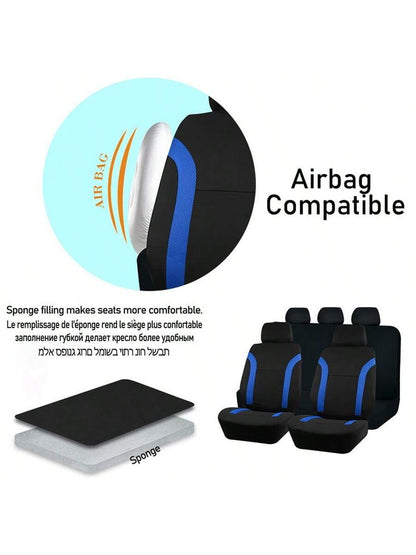 REMAX 9pcs Car Seat Covers Set Mesh Fabric With Airbag Universal Fit For Van Truck Car Suv Seat Cushion Auto Accessories New Design