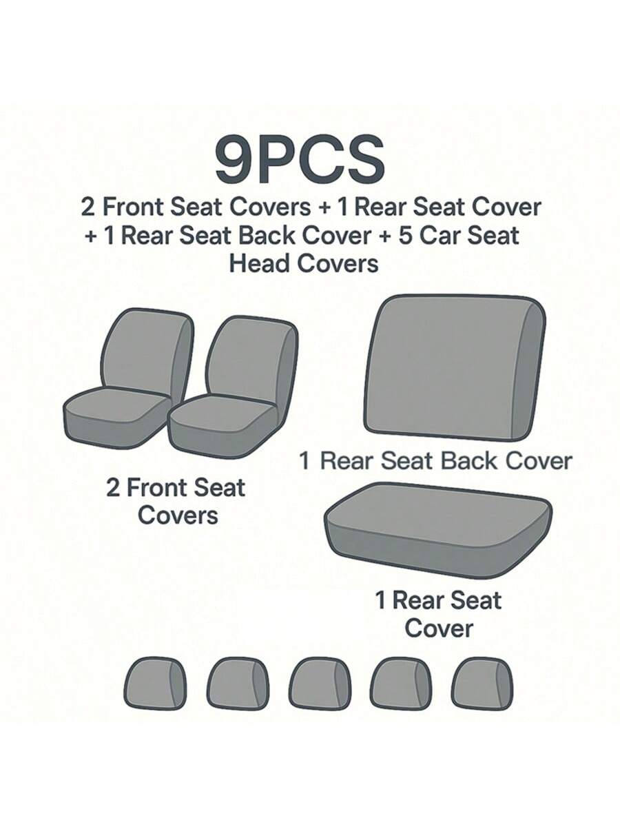 REMAX 9pcs Car Seat Covers Set Mesh Fabric With Airbag Universal Fit For Van Truck Car Suv Seat Cushion Auto Accessories New Design