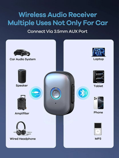 REMAX Mini Bluetooth Audio Receiver Adapter With Built-In HD Mic, Wireless Upgrade For Car Stereos, TVs & Speakers, Clear Hands-Free Calls, Music & Navigation Audio, Plug & Play, Car Accessories, Car