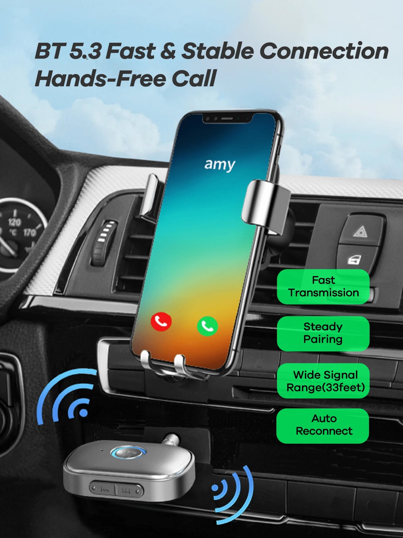 REMAX Mini Bluetooth Audio Receiver Adapter With Built-In HD Mic, Wireless Upgrade For Car Stereos, TVs & Speakers, Clear Hands-Free Calls, Music & Navigation Audio, Plug & Play, Car Accessories, Car