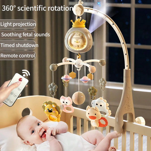 Remote Control Baby Crib Mobile With Projection, Music And Night Light| ABS Animal Design Rotating Toy| Lullaby For Soothing And Relaxation| Ideal Newborn Shower Gift