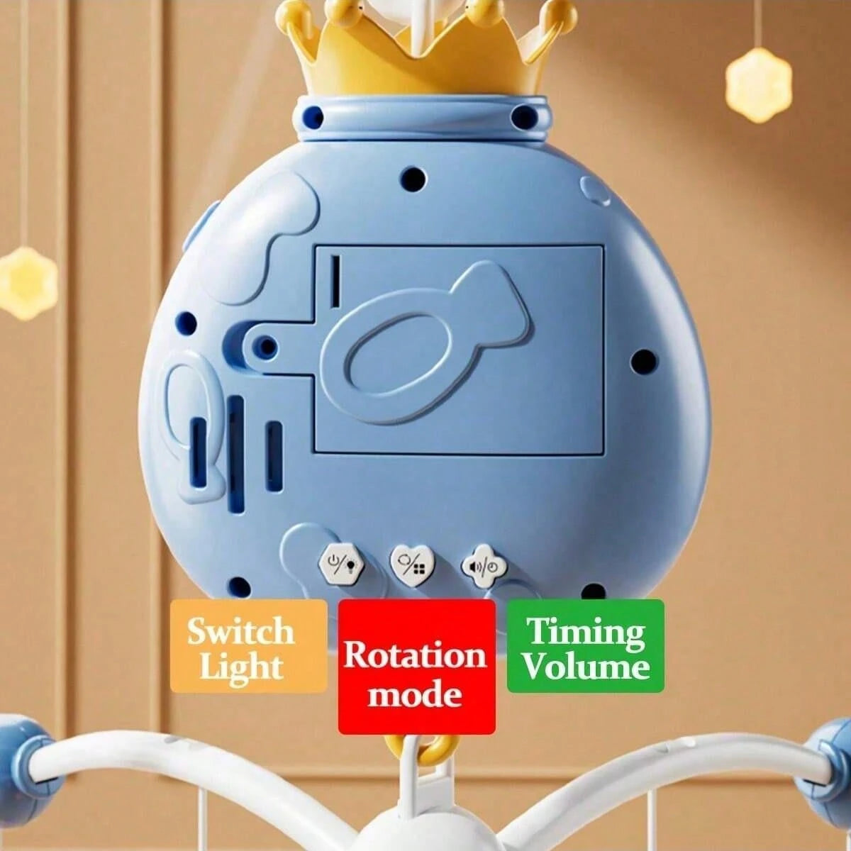 Remote Control Baby Crib Mobile With Projection, Music And Night Light| ABS Animal Design Rotating Toy| Lullaby For Soothing And Relaxation| Ideal Newborn Shower Gift