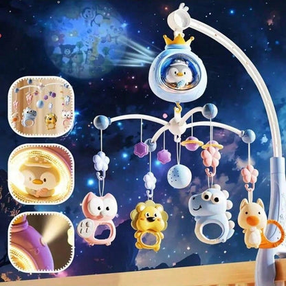 Remote Control Baby Crib Mobile With Projection, Music And Night Light| ABS Animal Design Rotating Toy| Lullaby For Soothing And Relaxation| Ideal Newborn Shower Gift
