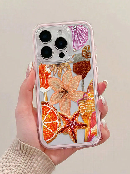 Resort Style 1pc Summer Lily Gradient Pink & Orange Minimalist Dual-Purpose TPU Shockproof Full Coverage Phone Case, Compatible With Apple 17, 16, 15, 14, 13, 12, 11 Pro Max, Air, And Series