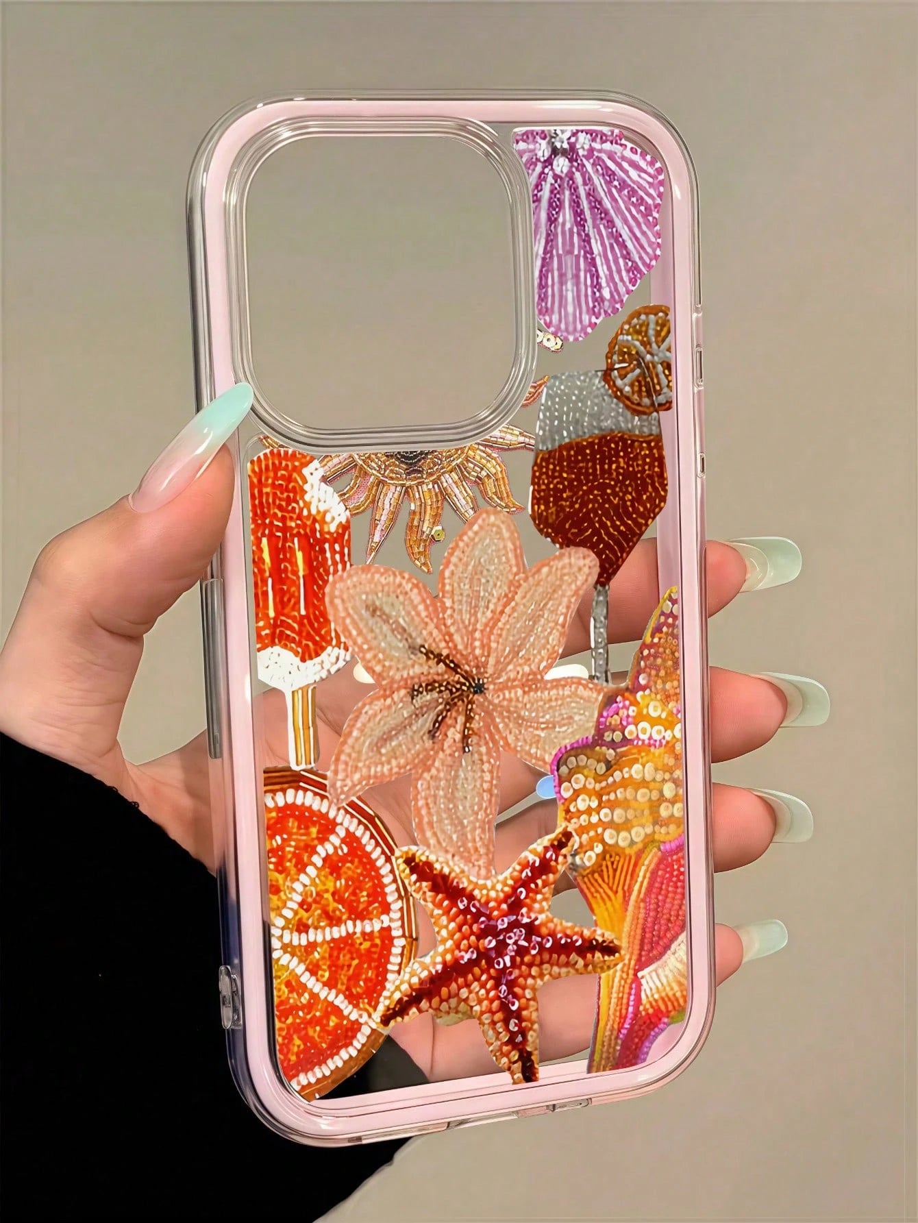 Resort Style 1pc Summer Lily Gradient Pink & Orange Minimalist Dual-Purpose TPU Shockproof Full Coverage Phone Case, Compatible With Apple 17, 16, 15, 14, 13, 12, 11 Pro Max, Air, And Series