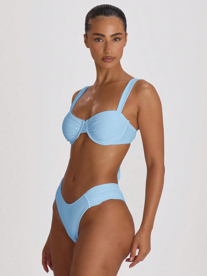 Resort Underwired Ruched Cup Bikini Top Swim Vacation Holiday Summer Travel Beachwear Basics Hen Do Wedding Bridal Bachelorette Resort Core
