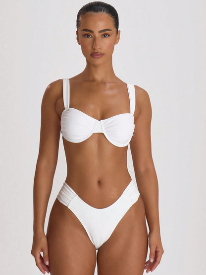 Resort Underwired Ruched Cup Bikini Top Swim Vacation Holiday Summer Travel Beachwear Basics Hen Do Wedding Bridal Bachelorette Resort Core