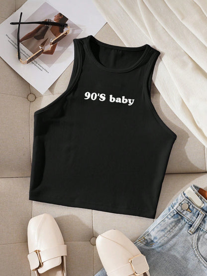 Resyla Round Neck Women's Letter Print Tank Top 90'S Baby Graphic Tees Women Tops