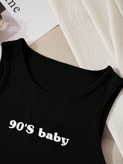 Resyla Round Neck Women's Letter Print Tank Top 90'S Baby Graphic Tees Women Tops