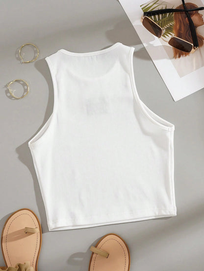 Resyla Round Neck Women's Letter Print Tank Top 90'S Baby Graphic Tees Women Tops