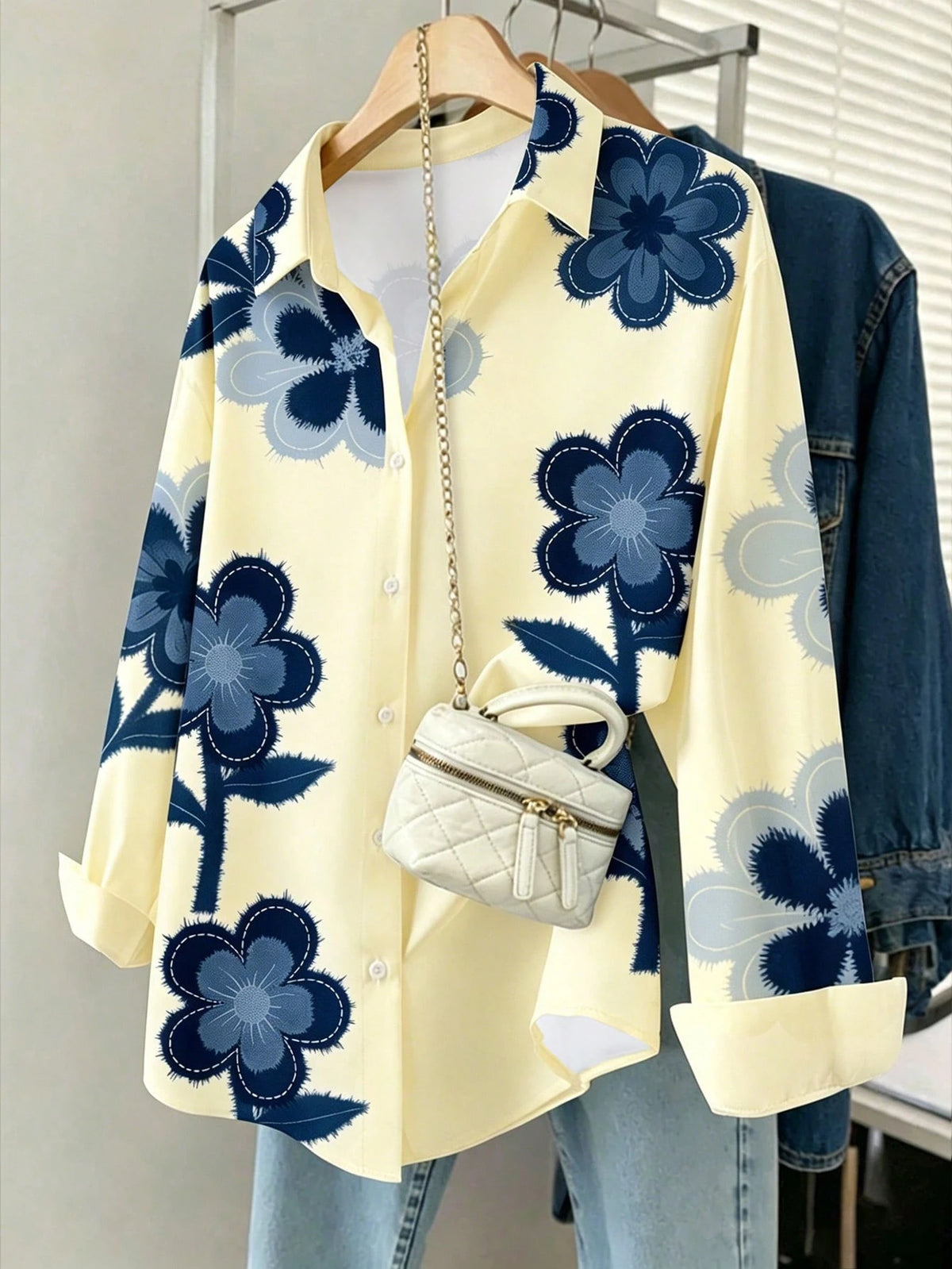 Resyla Women's Casual Vacation Floral Print Long Sleeve Loose Blouse, Spring/Autumn