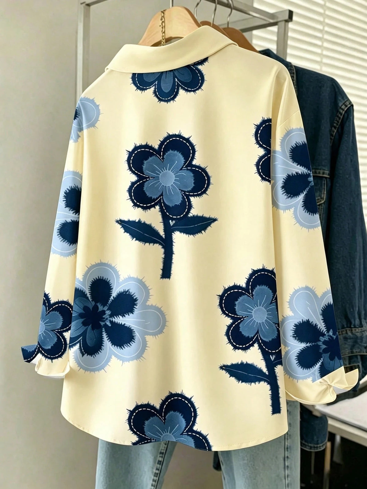 Resyla Women's Casual Vacation Floral Print Long Sleeve Loose Blouse, Spring/Autumn
