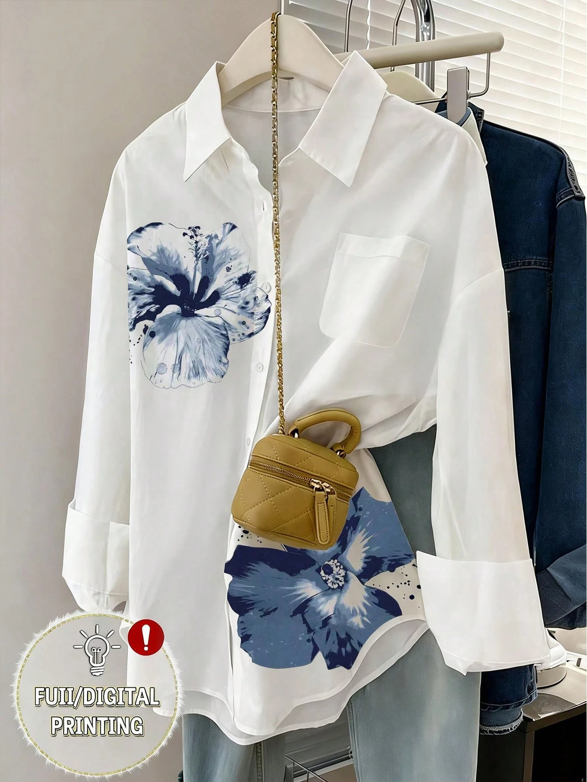 Resyla Women's Casual Vacation Floral Print Long Sleeve Loose Blouse, Spring/Autumn