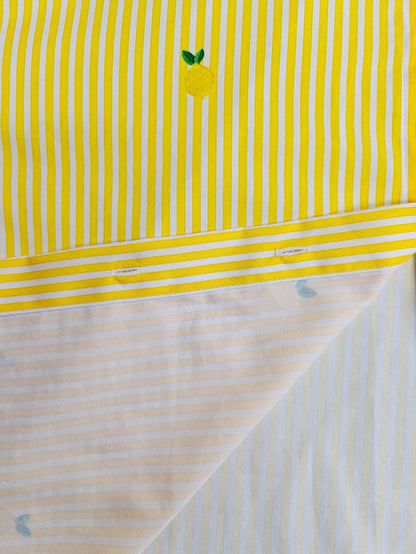 Resyla Women's Top White And Yellow Lemon Stripe Full Print Pattern,Cute Summer Casual Brunch Ins Style Shirt,Loose Long-Sleeved Blouses,Back To School Gift