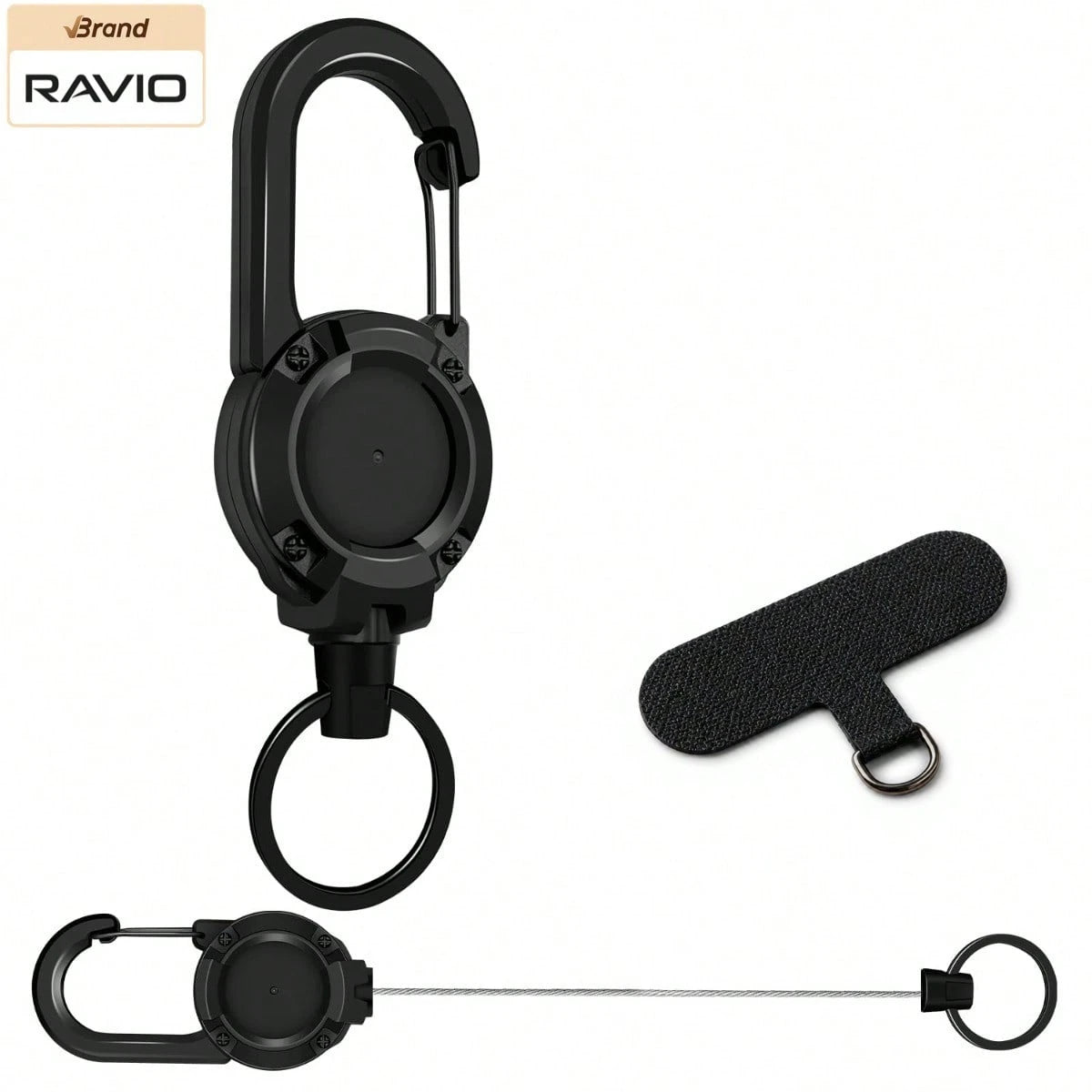 Retractable Phone Lanyard With Heavy Duty Carabiner Clip, Adjustable Anti Lost Wrist Strap And Phone Tether For Smartphones Keys And Bags, Durable Rotating Phone Hanging Strap With Spacer Patch For Tr
