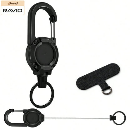 Retractable Phone Lanyard With Heavy Duty Carabiner Clip, Adjustable Anti Lost Wrist Strap And Phone Tether For Smartphones Keys And Bags, Durable Rotating Phone Hanging Strap With Spacer Patch For Tr