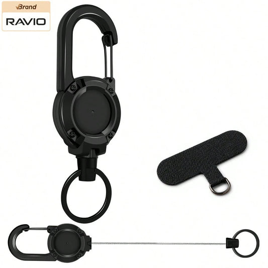 Retractable Phone Lanyard With Heavy Duty Carabiner Clip, Adjustable Anti Lost Wrist Strap And Phone Tether For Smartphones Keys And Bags, Durable Rotating Phone Hanging Strap With Spacer Patch For Tr