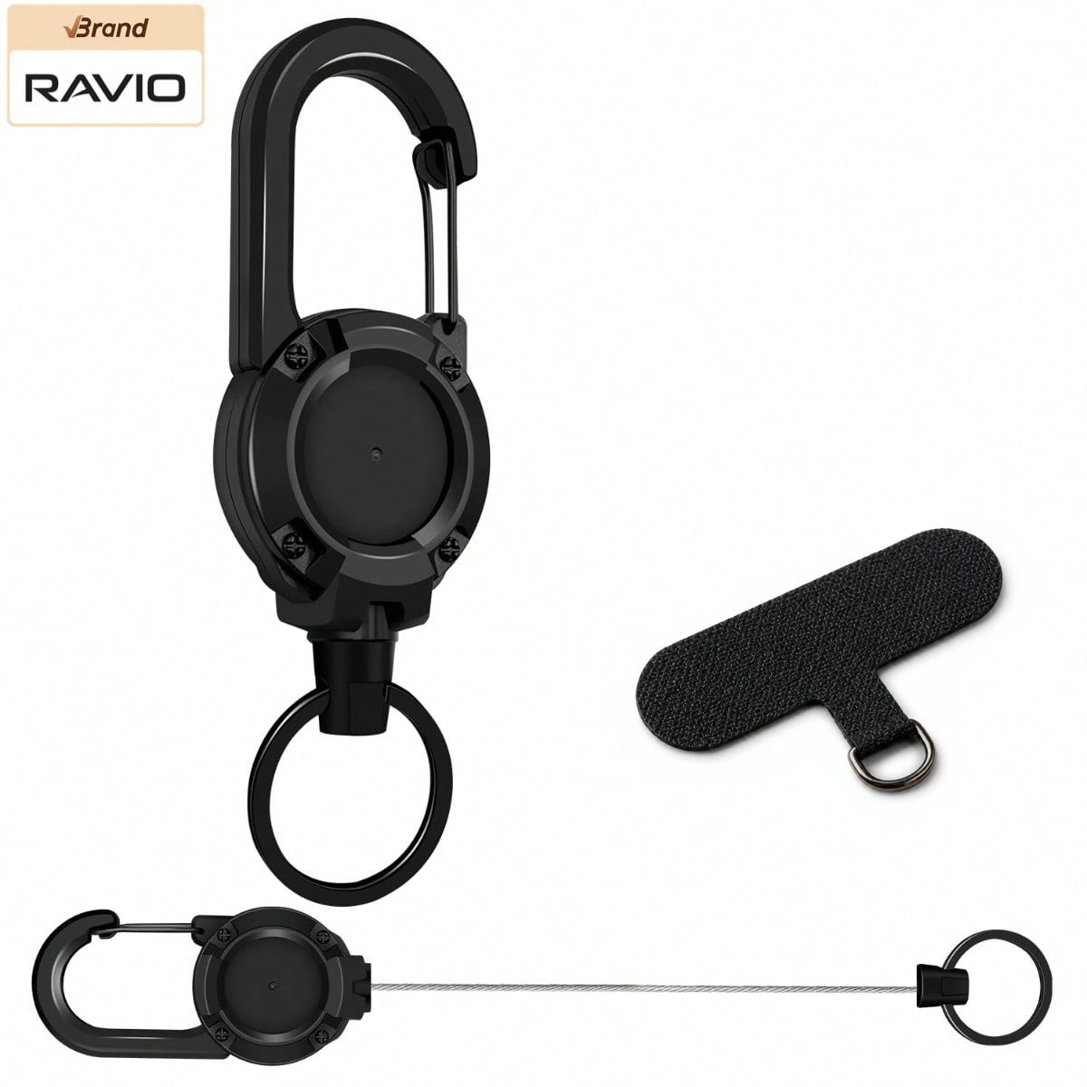 Retractable Phone Lanyard With Heavy Duty Carabiner Clip, Adjustable Anti Lost Wrist Strap And Phone Tether For Smartphones Keys And Bags, Durable Rotating Phone Hanging Strap With Spacer Patch For Tr
