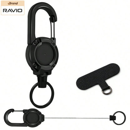 Retractable Phone Lanyard With Heavy Duty Carabiner Clip, Adjustable Anti Lost Wrist Strap And Phone Tether For Smartphones Keys And Bags, Durable Rotating Phone Hanging Strap With Spacer Patch For Tr