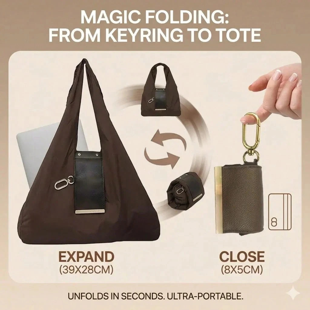 Reusable Expandable Shopping Bag, Foldable Keychain Grocery Pouch For Home Travel Daily Organizing