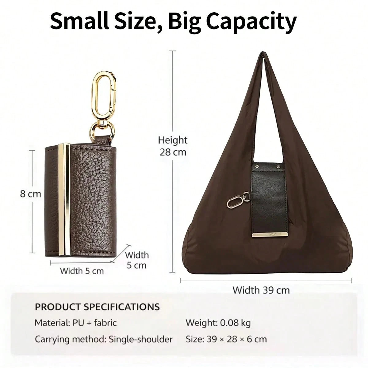 Reusable Expandable Shopping Bag, Foldable Keychain Grocery Pouch For Home Travel Daily Organizing