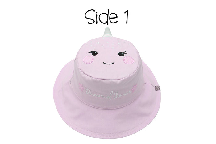 Reversible Baby & Kids Sun Hat - Narwhal & Starfish