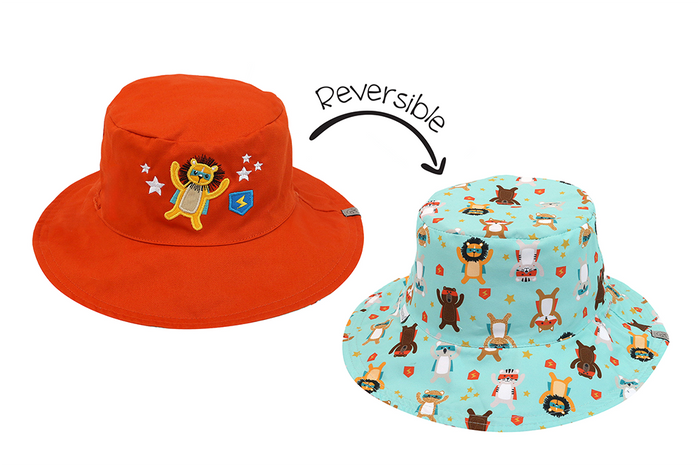 Reversible Baby/Kids Mixed Sun Hat - Animal Superhero