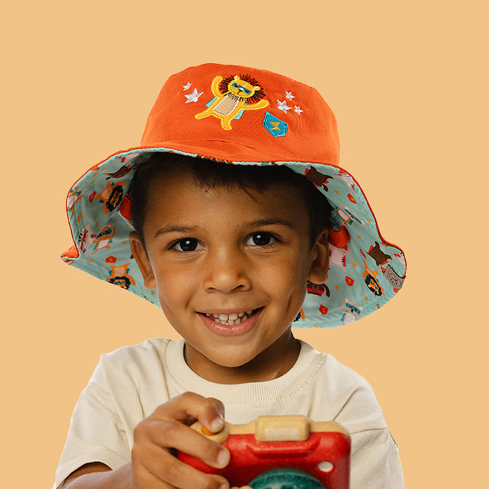 Reversible Baby/Kids Mixed Sun Hat - Animal Superhero
