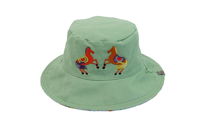 Reversible Baby/Kids Mixed Sun Hat - Horses