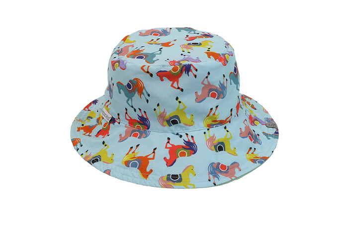 Reversible Baby/Kids Mixed Sun Hat - Horses