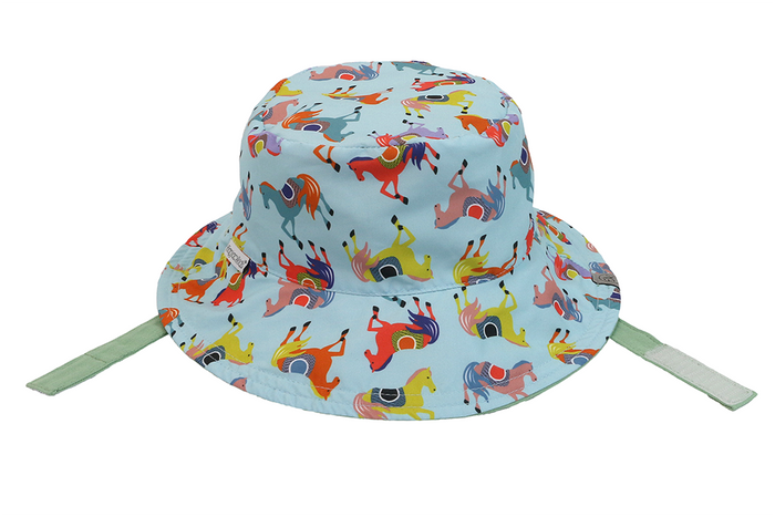 Reversible Baby/Kids Mixed Sun Hat - Horses