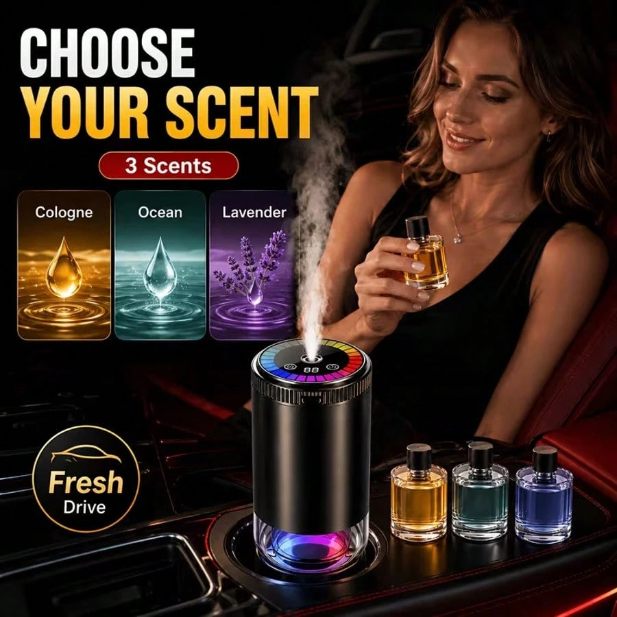 RGB Music-Synced Car Diffuser And Humidifier, Air Freshener With Adjustable Scent Intensity, Removes Odors Inside The Car, USB Rechargeable, Fits Any Car Model, Perfect Gift For Car Enthusiasts
