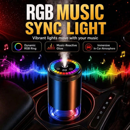 RGB Music-Synced Car Diffuser And Humidifier, Air Freshener With Adjustable Scent Intensity, Removes Odors Inside The Car, USB Rechargeable, Fits Any Car Model, Perfect Gift For Car Enthusiasts