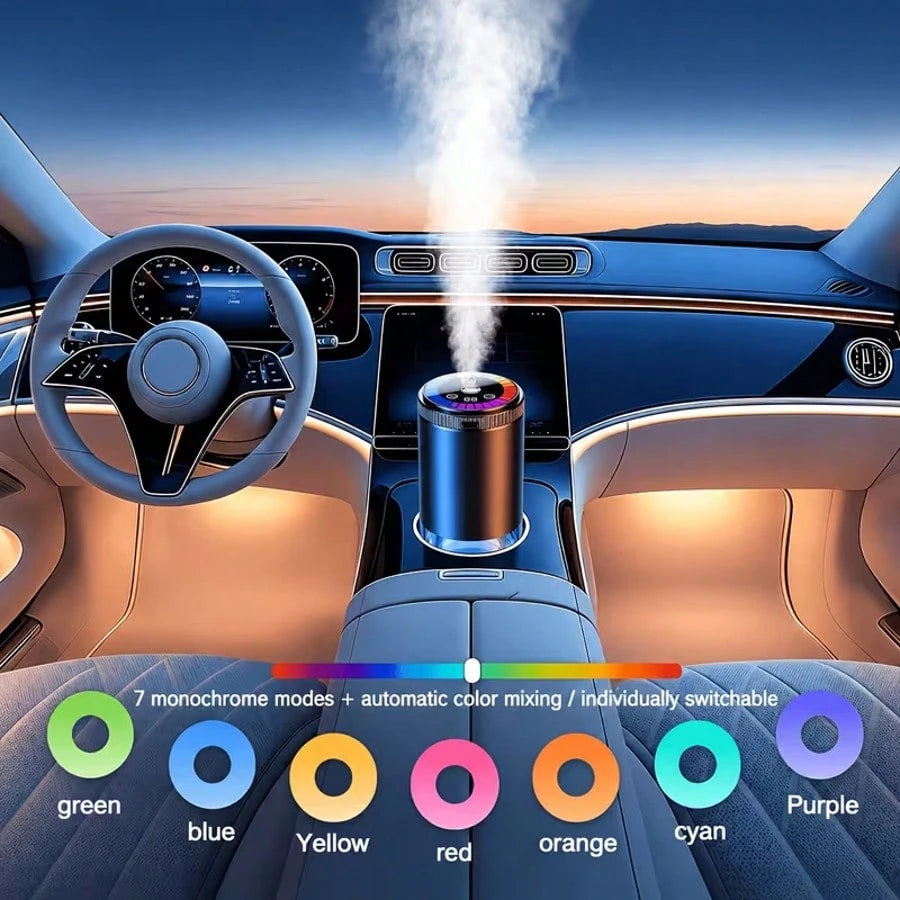RGB Music-Synced Car Diffuser And Humidifier, Air Freshener With Adjustable Scent Intensity, Removes Odors Inside The Car, USB Rechargeable, Fits Any Car Model, Perfect Gift For Car Enthusiasts