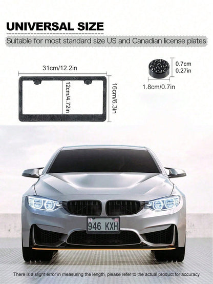 Rhinestone Bling License Plate Frames Rhinestone Sparkle Universal Car Plate Frame Glitter Diamond Crystals,Rhinestone Handcrafted Crystal Premium Stainless Steel, Slim License Plate For Women & Men