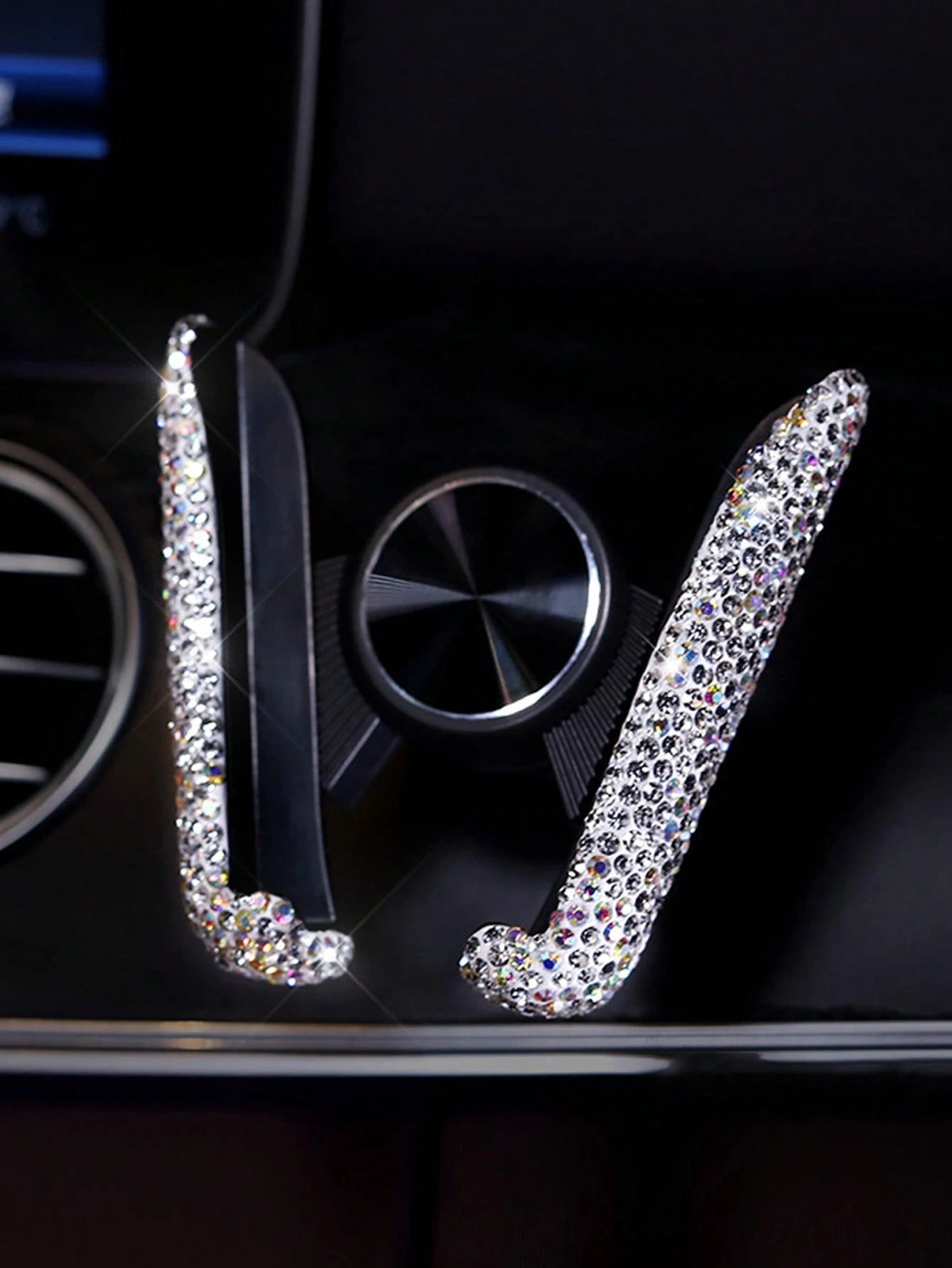 Rhinestone Gravity Car Phone Holder, Car Air Vent Phone Holder With Rhinestone Design, Clip-On Car Navigation Holder, Car Accessories, Air Vent Instrument Navigation Rhinestone Car Phone Holder, Gift