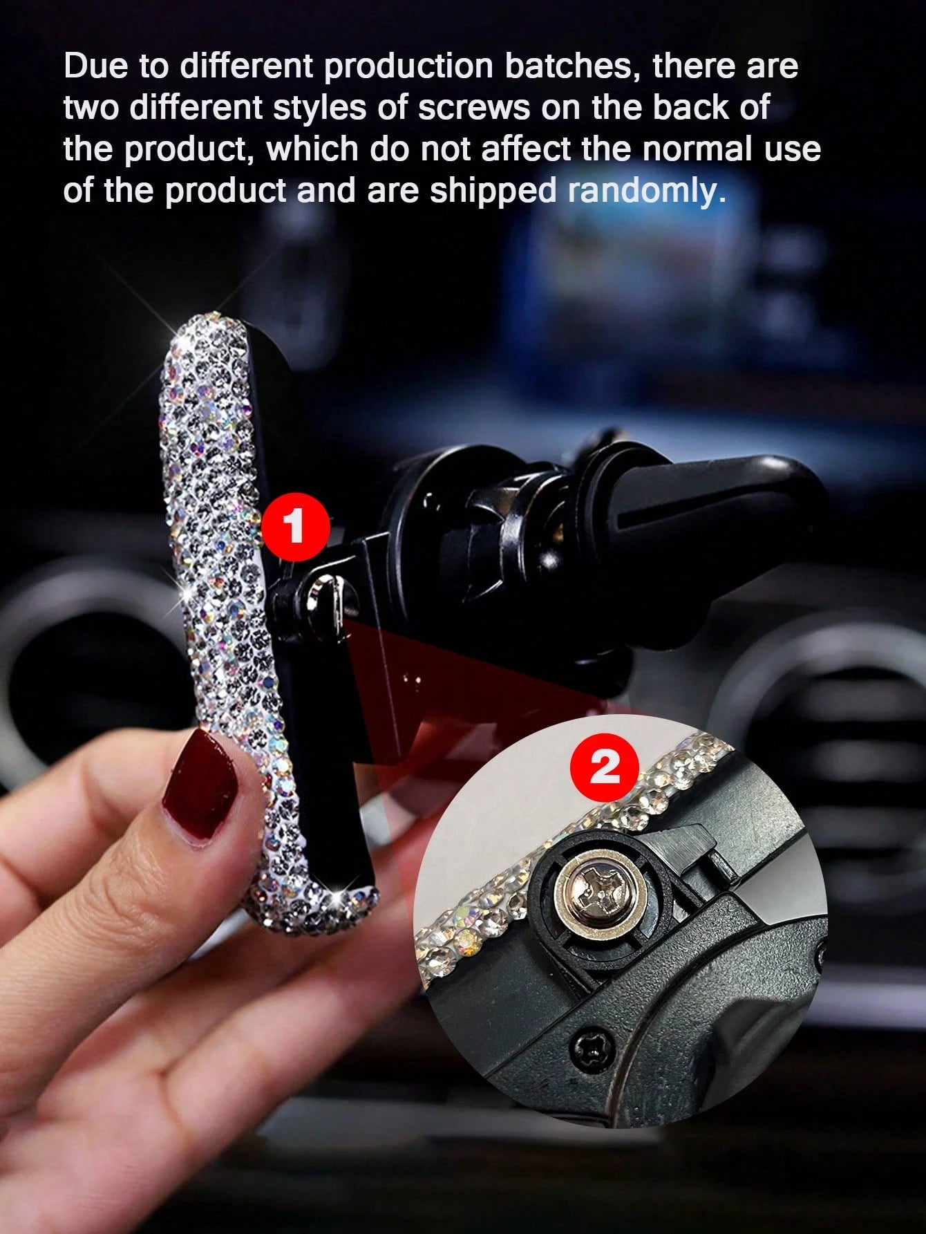 Rhinestone Gravity Car Phone Holder, Car Air Vent Phone Holder With Rhinestone Design, Clip-On Car Navigation Holder, Car Accessories, Air Vent Instrument Navigation Rhinestone Car Phone Holder, Gift