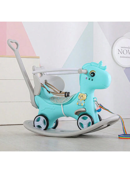 Rocking Horse For Toddlers, Balance Bike Ride On Toys With Push Handle, Backrest And Balance Board For Baby Girl And Boy, Unicorn Kids Riding Birthday (Pink)