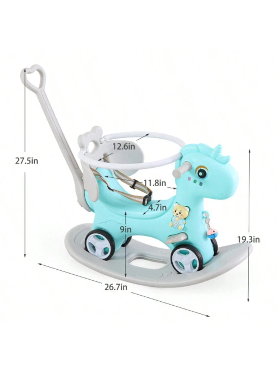 Rocking Horse For Toddlers, Balance Bike Ride On Toys With Push Handle, Backrest And Balance Board For Baby Girl And Boy, Unicorn Kids Riding Birthday (Pink)