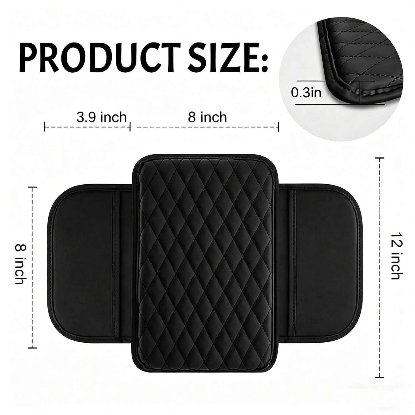 ROJEMXVE 1pc Leather Car Center Console Armrest Cover Pad With 2 Storage Pockets, Universal Automotive Armrest Box Mat, Car Interior Protection Cover, Fits Most Vehicles, Auto Accessories