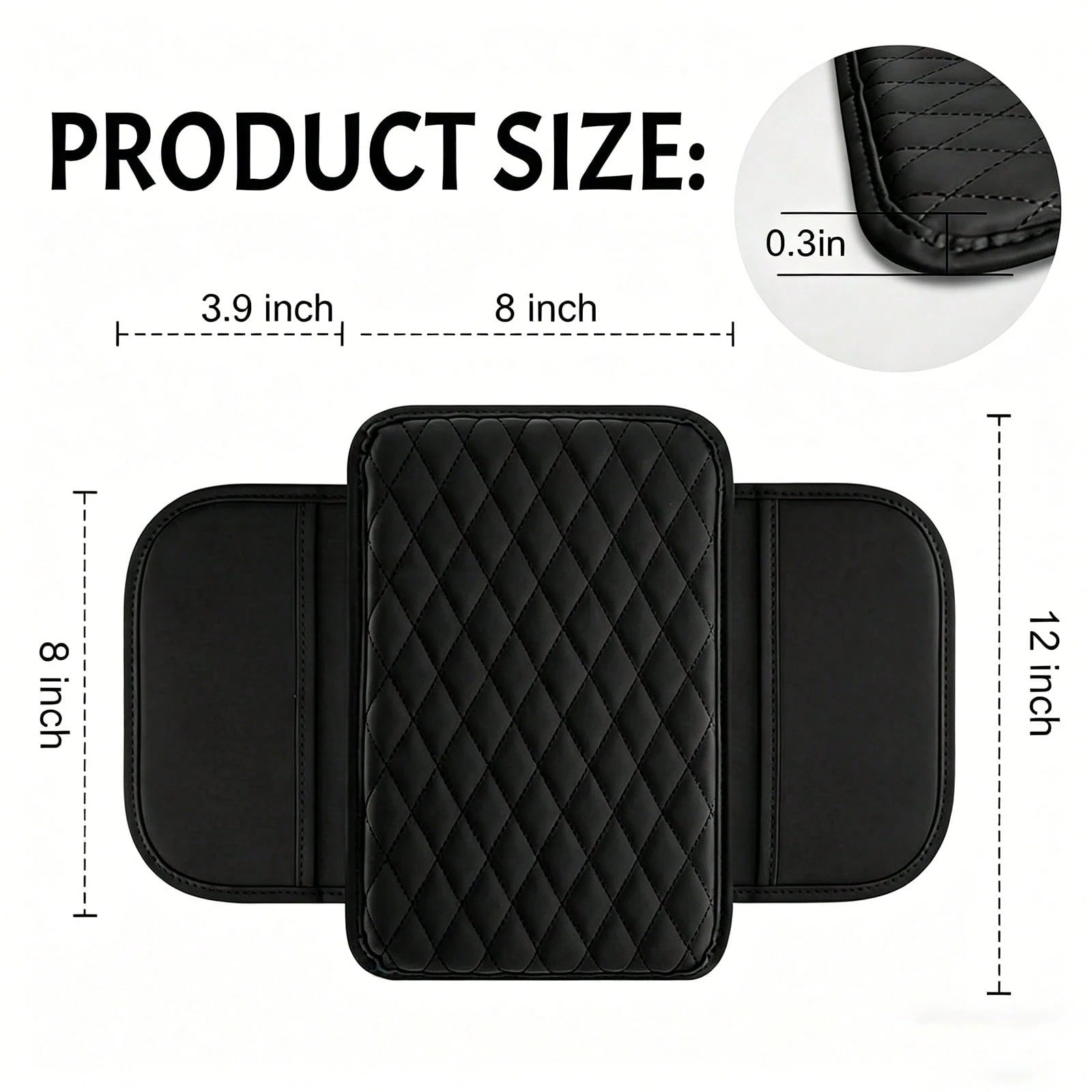 ROJEMXVE 1pc Leather Car Center Console Armrest Cover Pad With 2 Storage Pockets, Universal Automotive Armrest Box Mat, Car Interior Protection Cover, Fits Most Vehicles, Auto Accessories