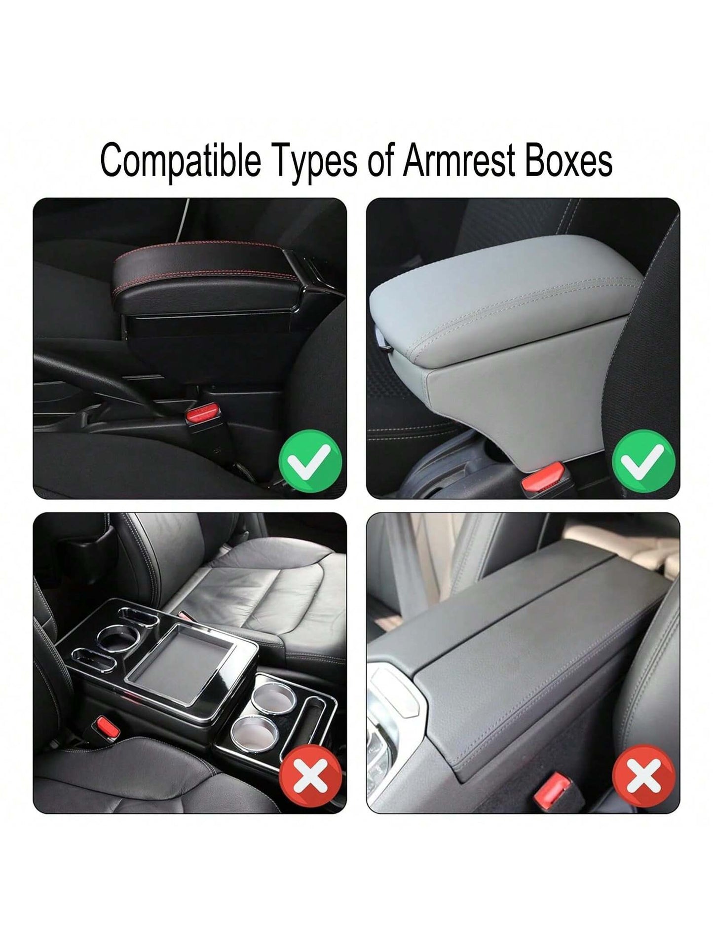 ROJEMXVE 1pc Leather Car Center Console Armrest Cover Pad With 2 Storage Pockets, Universal Automotive Armrest Box Mat, Car Interior Protection Cover, Fits Most Vehicles, Auto Accessories
