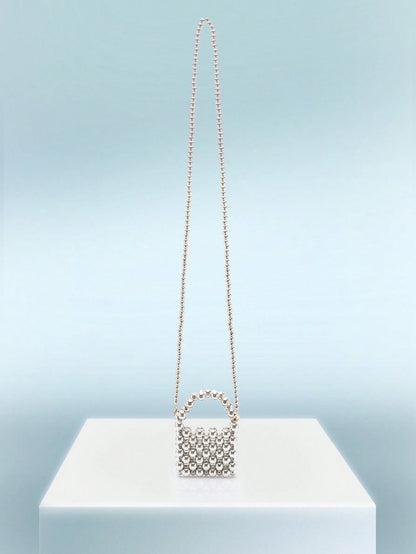 Rollcall Mini Plain Beaded Handbag, Stylish Travel Accessory Crossbody Bag