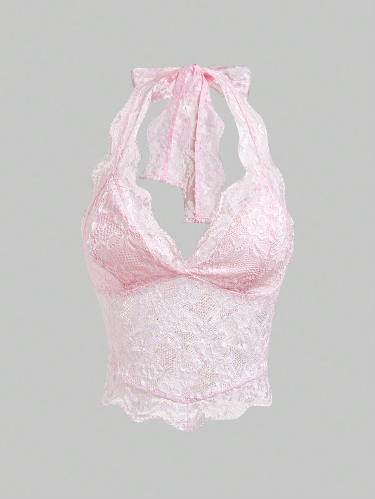 ROMWE Fairycore Spring/Summer Country Valentine's Day Women's Fashionable Sexy Lace Halter V-Neck Camisole